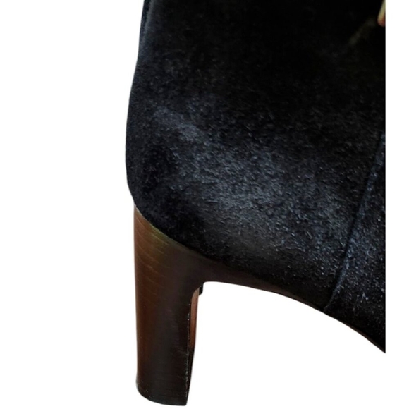 Longchamp -women’s Roseau Heeled boots Black suede leather Bamboo logo EU 38/7.5 - Picture 8 of 14